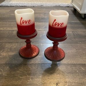 2 Candle‎ Holders & 2 Flameless Candles